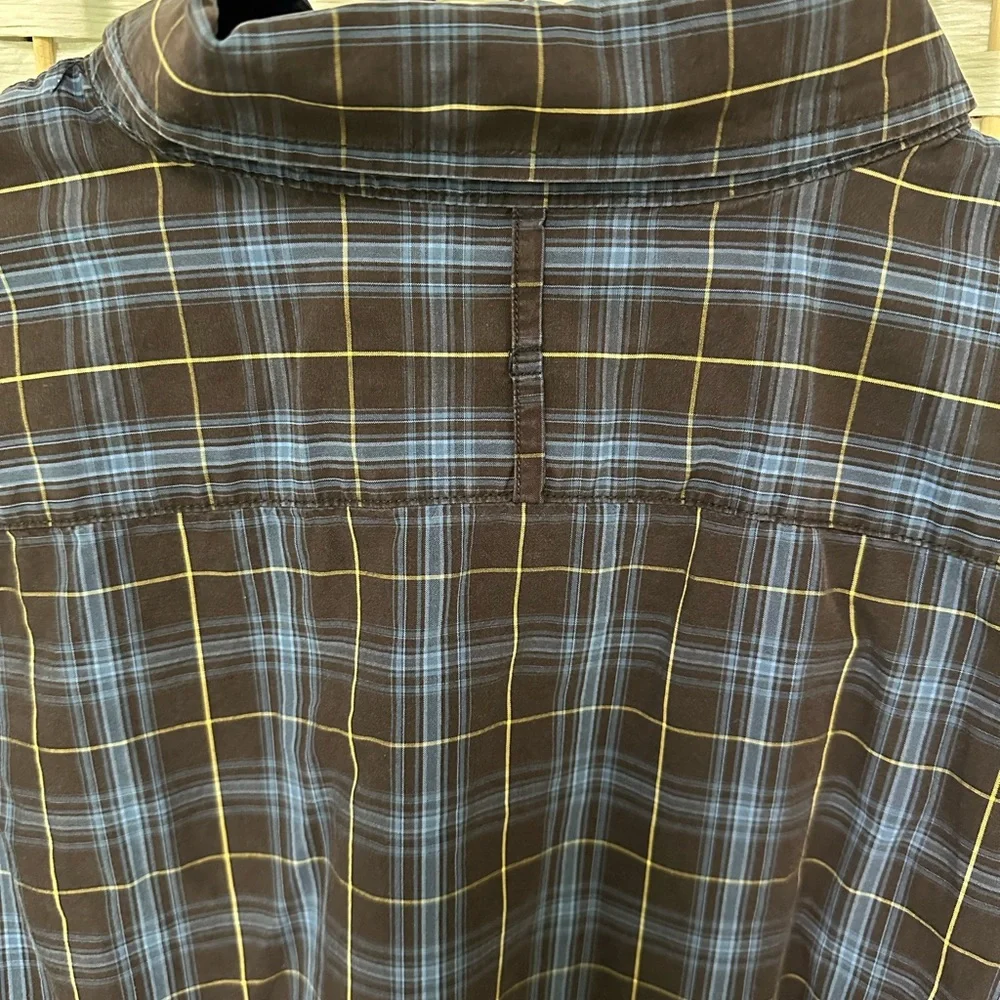 Banana Republic Men's Black and Blue plaid long sleeveShirt Size XL‎ button down